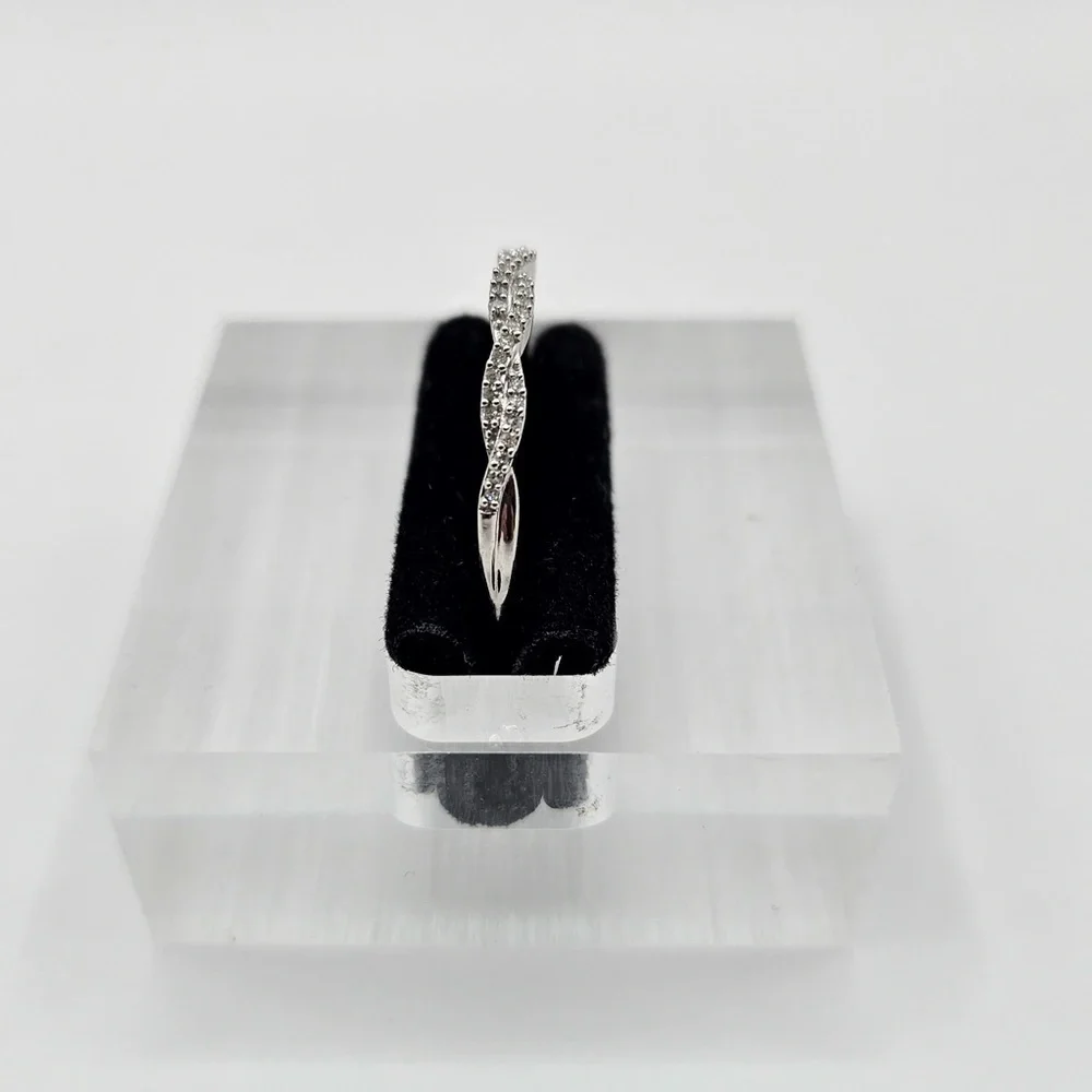 0.20 CT Double Twist Natural Diamond Sterling Silver Ring - Picture 5 of 5